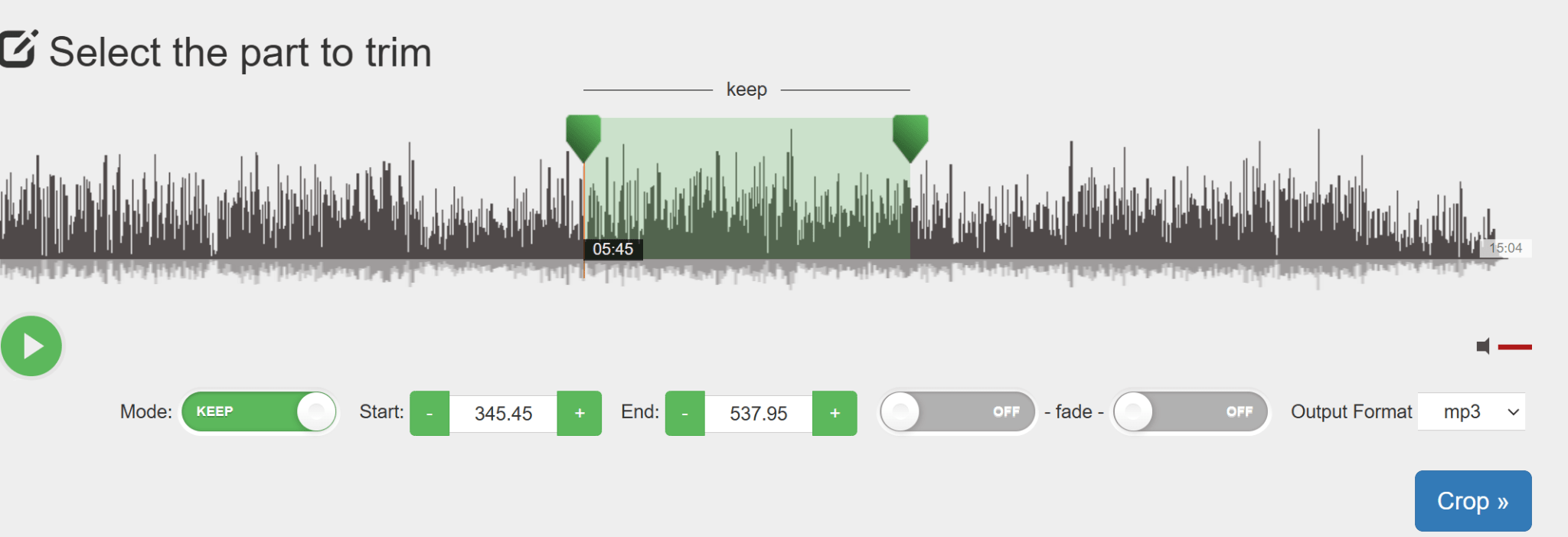 مرحله 4- برش فایل صوتی در audiotrimmer